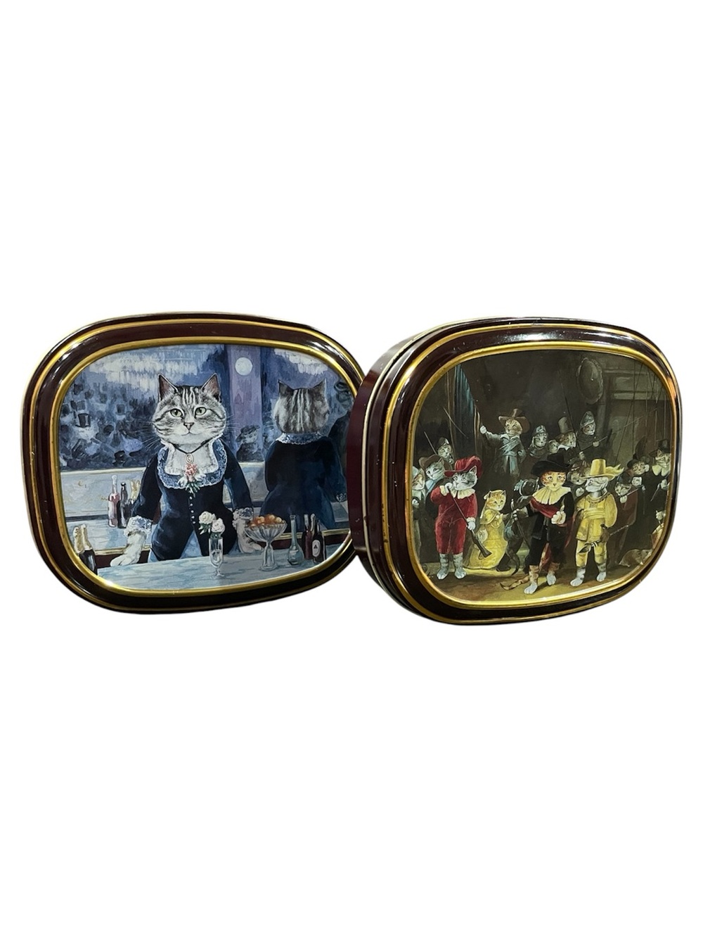 1990 The Cats Gallery English BENTLEY’S OF LONDON Bon BonTin Containers Set of 2